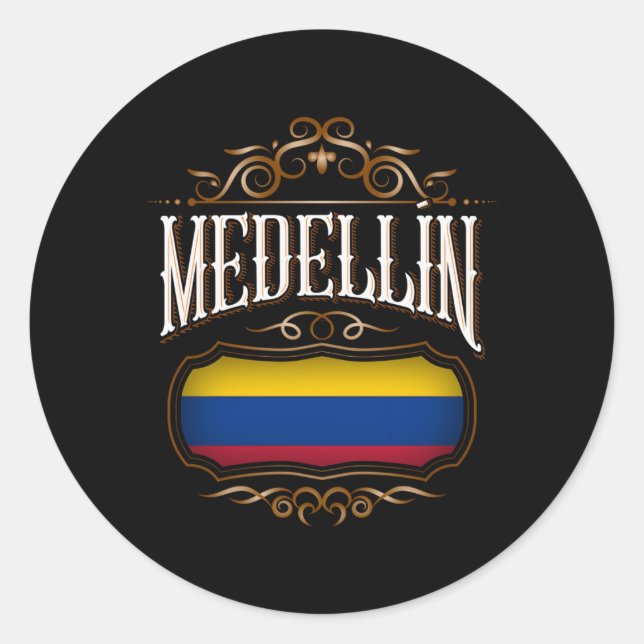 MedellãN Con Bandera De Colombia Classic Round Sticker (Front)