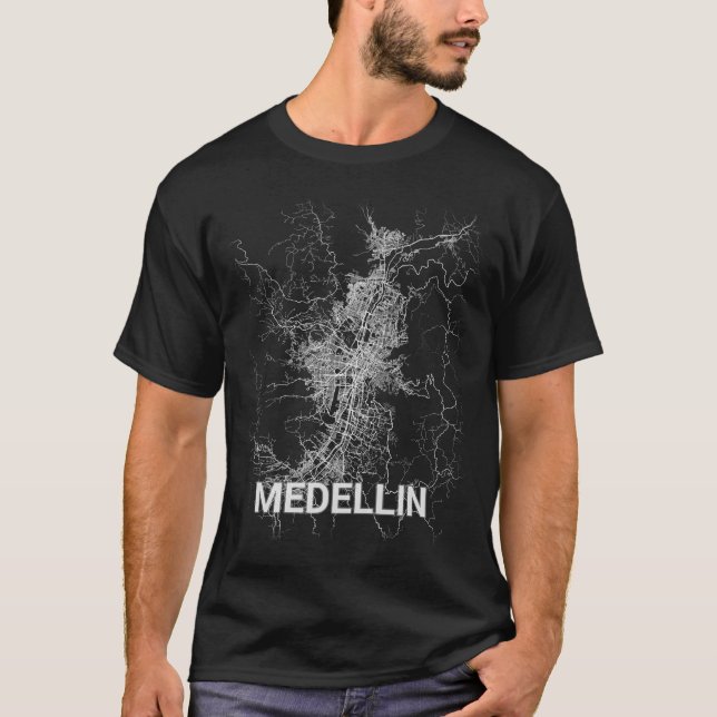 Medellin city map (LARGE PRINT) T-Shirt (Front)