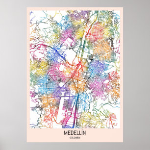 Medellín Colombia City Map Poster