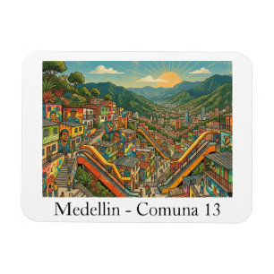 Medellin Colombia Comuna 13 Travel Art Magnet