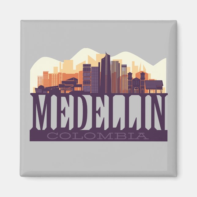 Medellin Colombia Skyline City Travel Souvenir  Magnet (Front)
