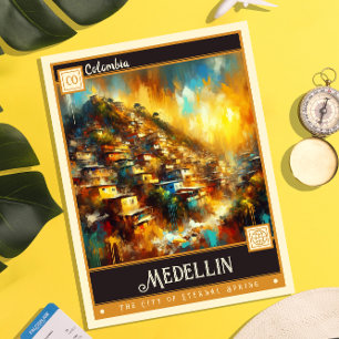 Medellín, Colombia   Vintage Painting Postcard