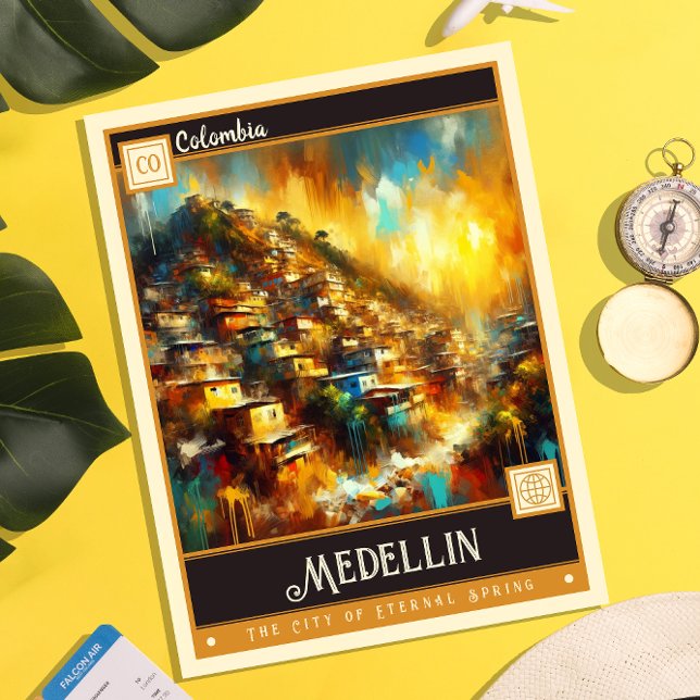 Medellín, Colombia | Vintage Painting Postcard (Creator Uploaded)