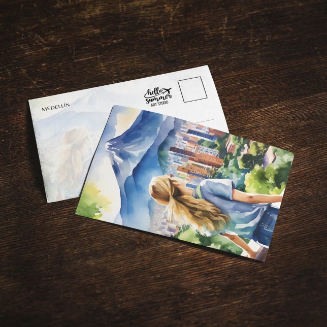 Medellin Colombia Watercolor Postcard (Creator Uploaded)