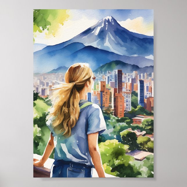 Medellin Colombia Watercolor Poster (Front)