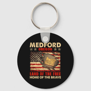 Medford Oregon Usa Flag 4th Of July Key Ring