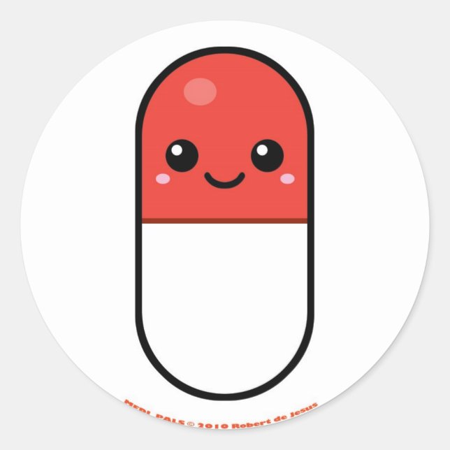 Medi Pals Pill Classic Round Sticker (Front)