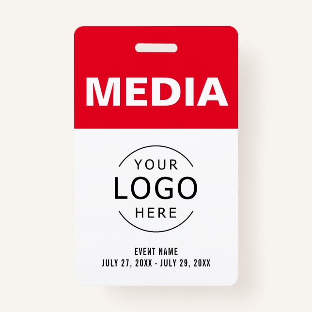Media All Access Pass Your Own Logo Event ID ID Badge (Front)