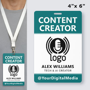 Media ID Pass Logo Content Creator Teal Security Badge