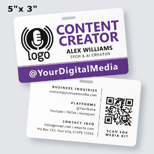 Media ID Pass Logo Tag Purple Security Badge
