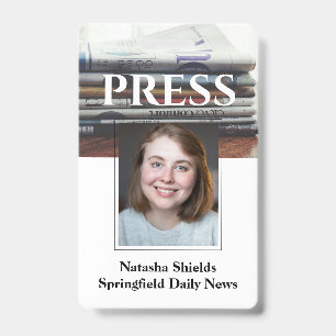 Media Press Employee Staff Photo ID With Name Badge