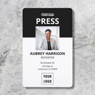 Media Press Logo Photo ID ID Badge
