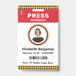 Media Press Pass Logo ID Card Personalise Badge