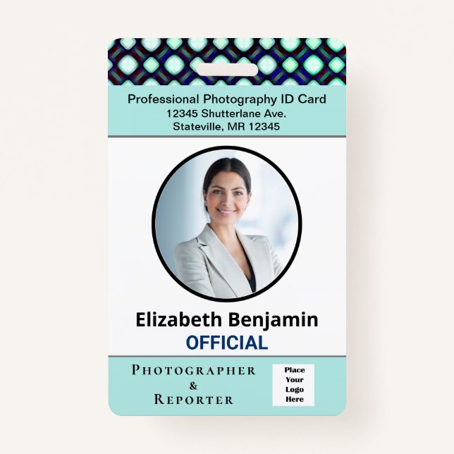 Media Press Photo Reporter ID Identification ID Badge (Front)