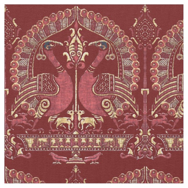 Mediaeval 12th Century Peacock Pattern Fabric (Close Up)