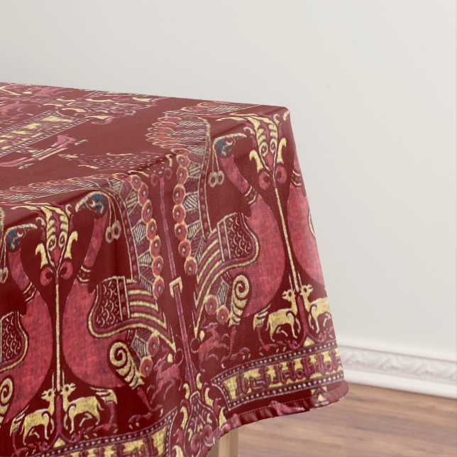 Mediaeval 12th Century Peacock Pattern Tablecloth (In Situ)