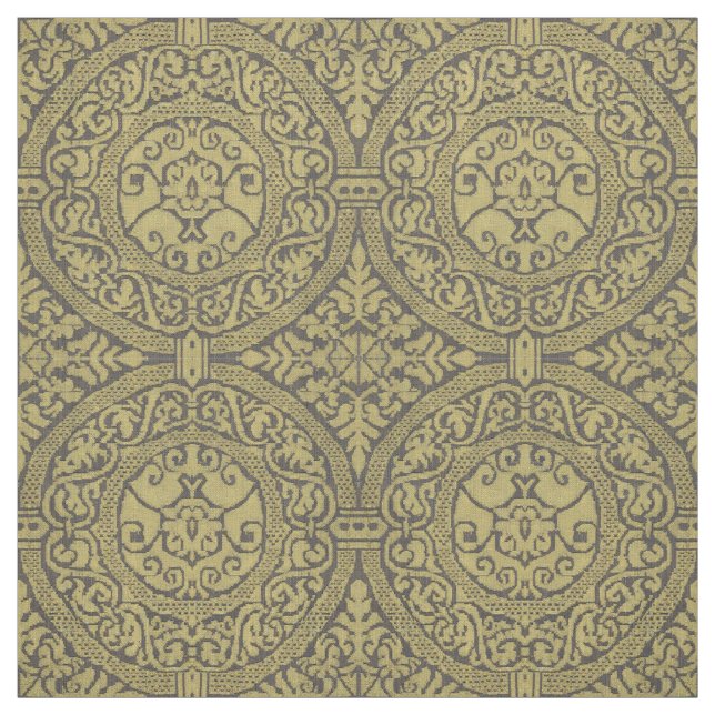 Mediaeval 16th Century Round Foliage Pattern Fabri Fabric (Swatch)
