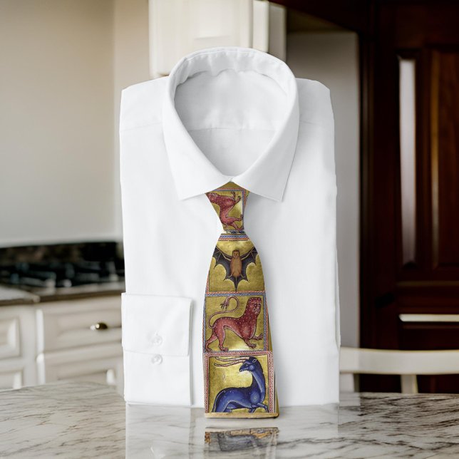 Mediaeval Aberdeen Bestiary Gold Blue Brown Red Tie (Creator Uploaded)