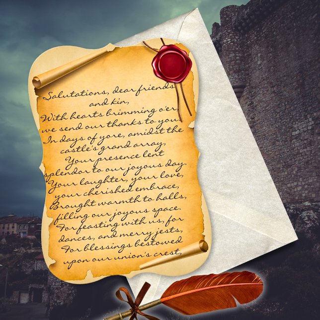 Mediaeval Aged Scroll Wax Seal Wedding Thank You (Creator Uploaded)