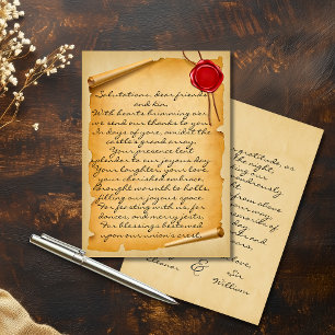 Mediaeval Aged Scroll Wax Seal Wedding Thank You