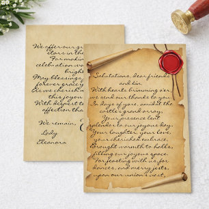 Mediaeval Aged Scroll Wax Seal Wedding Thank You Card