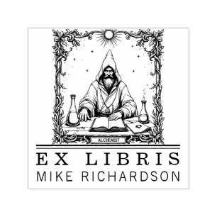 Mediaeval Alchemist Bookplate Stamp