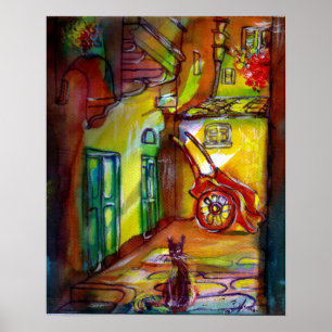 Mediaeval alley by night in Florence Poster