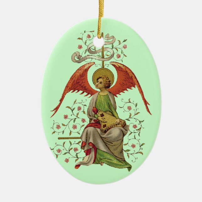 Mediaeval Angel Ceramic Tree Decoration (Front)