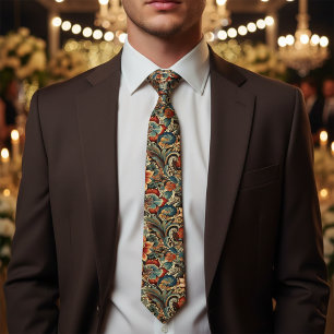 Mediaeval Antique Inspired Floral Motifs Tie