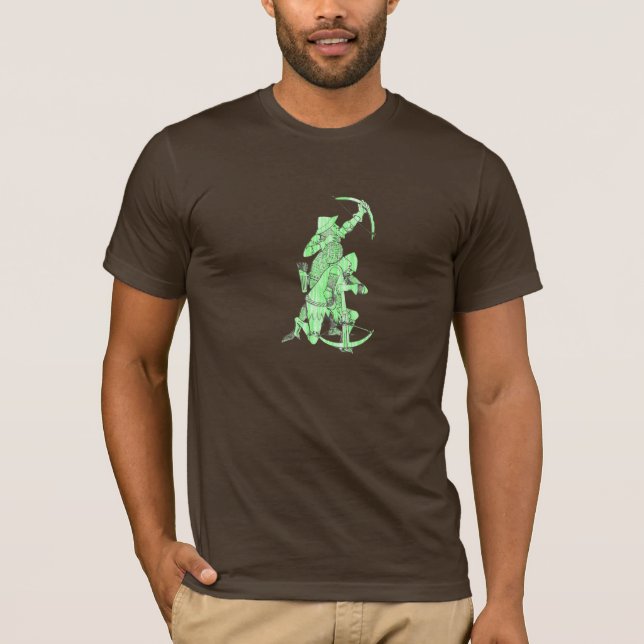 Mediaeval Archer and Crossbowman - Green T-Shirt (Front)