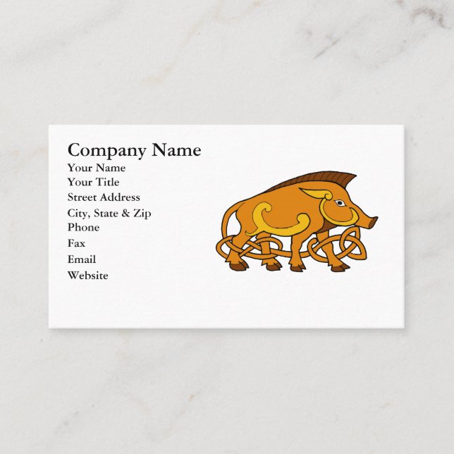 Mediaeval Art Celtic Knot Wild Boar Business Card (Front)