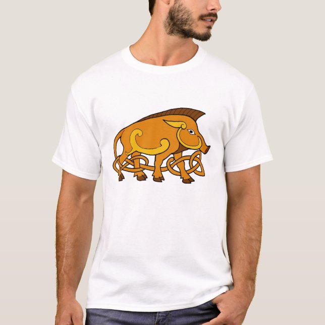 Mediaeval Art Celtic Knot Wild Boar T-Shirt (Front)
