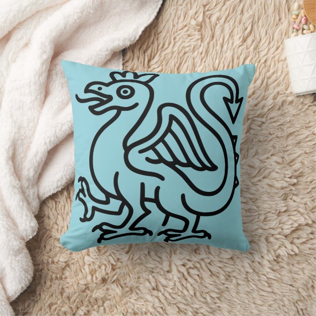 Mediaeval Basilisk Sigil Fantasy Heraldry Mythical Cushion (Blanket)