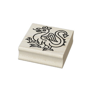 Mediaeval Basilisk Sigil Fantasy Heraldry Mythical Rubber Stamp