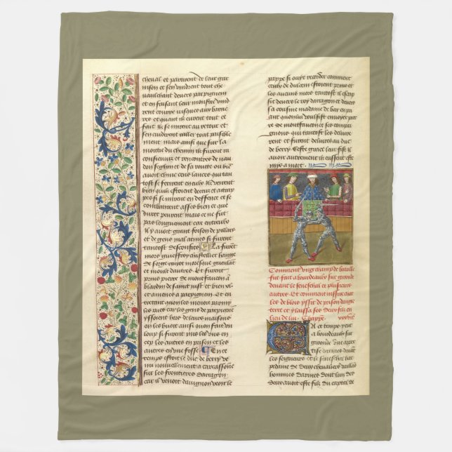 Mediaeval Battle Illuminated Manuscript Fleece Blanket (Front)