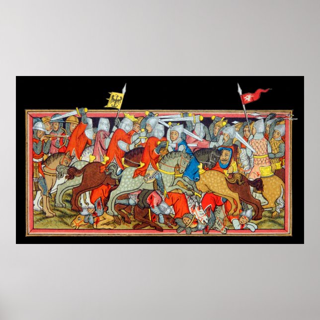 Mediaeval battle unique manuscript illumination poster (Front)