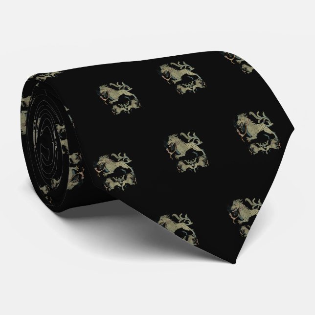 Mediaeval Bestiary Black Switzerland Tie (Rolled)