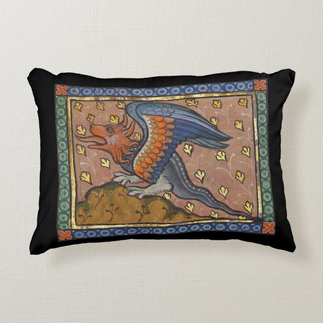 Mediaeval Bestiary Dragon c. 1270 Decorative Cushion (Front)