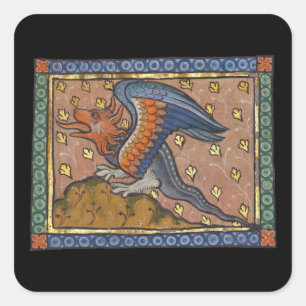 Mediaeval Bestiary Dragon c. 1270 Square Sticker