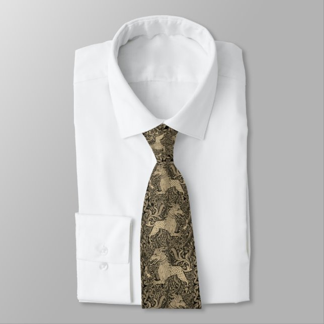 Mediaeval Bestiary Gold Switzerland Tie (Tied)