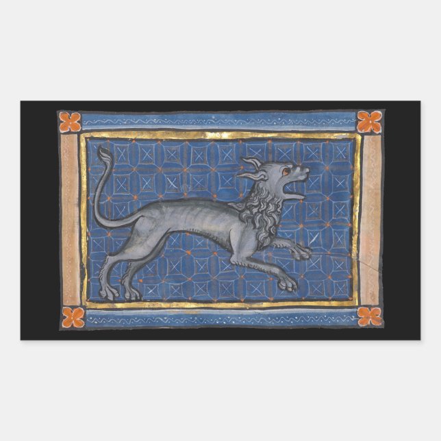 Mediaeval Bestiary Hyena c. 1270 Rectangular Sticker (Front)