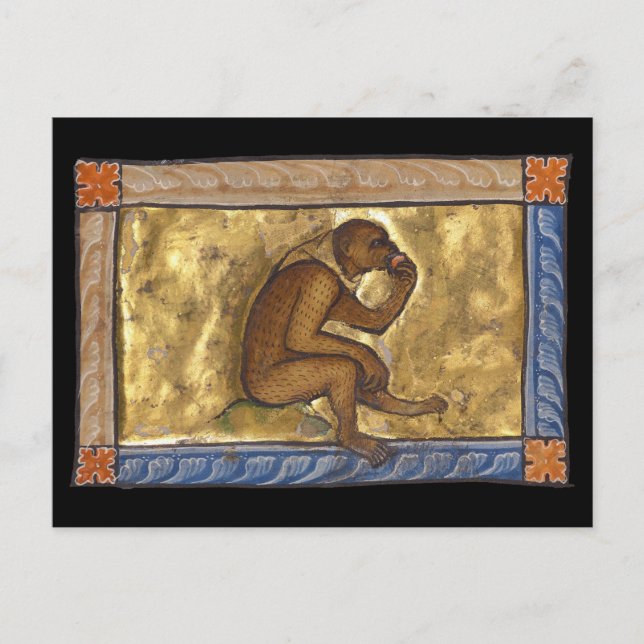 Mediaeval Bestiary Monkey c. 1270 Postcard (Front)