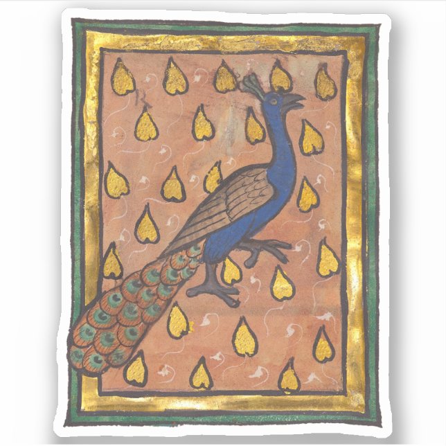 Mediaeval Bestiary Peacock c. 1270 (Front)