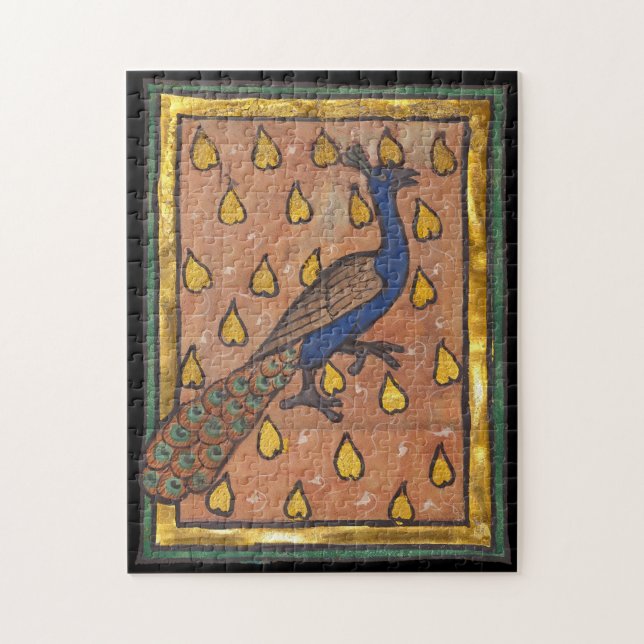 Mediaeval Bestiary Peacock c. 1270 Jigsaw Puzzle (Vertical)