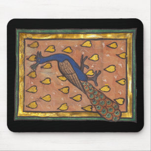 Mediaeval Bestiary Peacock c. 1270 Mouse Pad