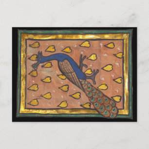 Mediaeval Bestiary Peacock c. 1270 Postcard
