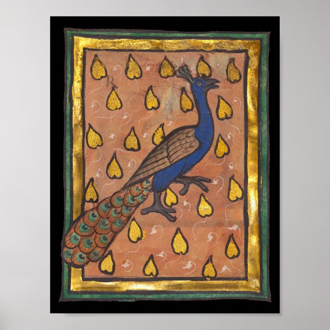 Mediaeval Bestiary Peacock c. 1270 Poster (Front)