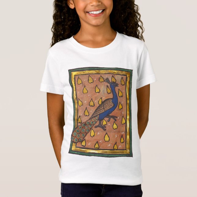 Mediaeval Bestiary Peacock c. 1270 T-Shirt (Front)