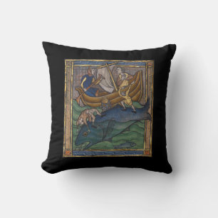 Mediaeval Bestiary Whale c. 1270 Cushion