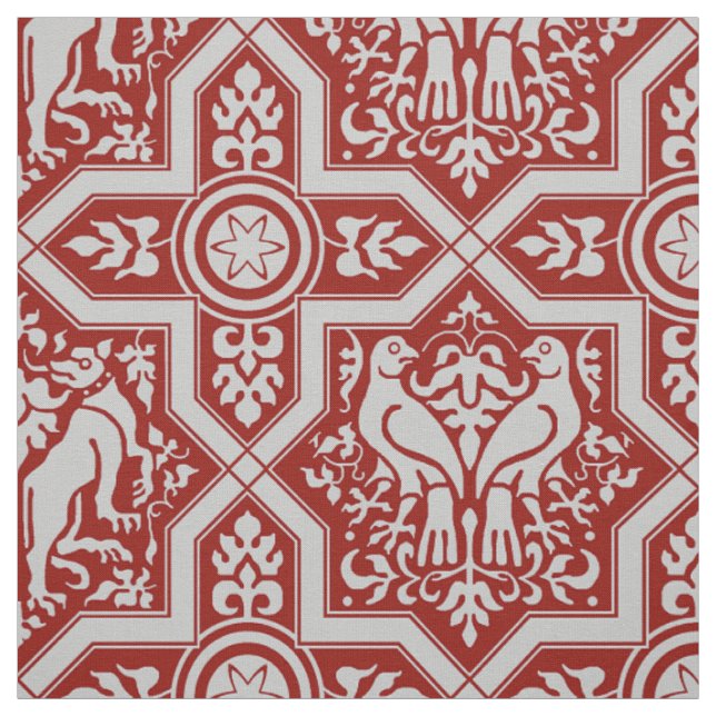 Mediaeval Birds and Hounds Interlace Fabric (Swatch)